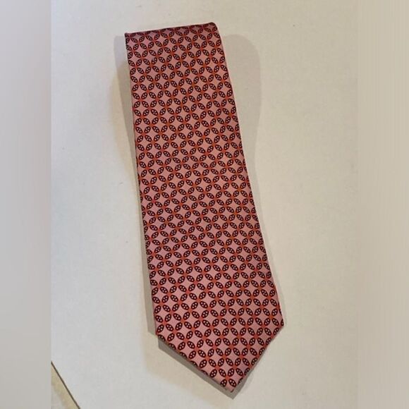 Vera Bradley For Baekgaard Men’s Tie 100% Silk Pink Red Floral Geometric - Picture 1 of 6